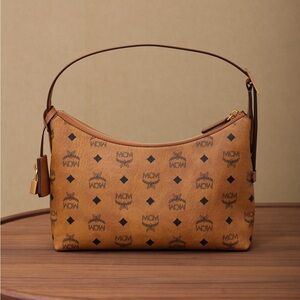 MCM Tan Logo Shoulder Bag